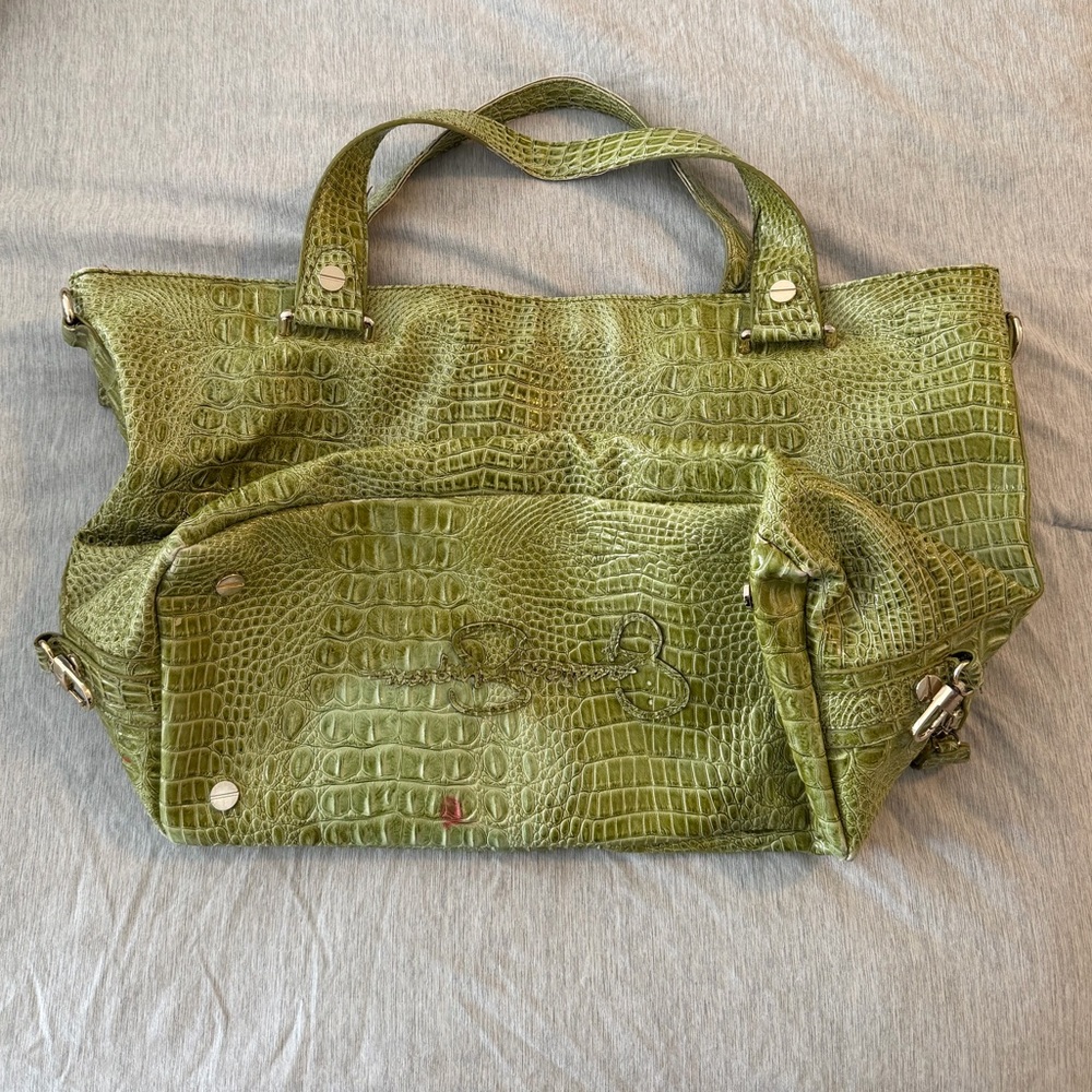 Jessica Simpson Olive Crocodile-Pattern Tote